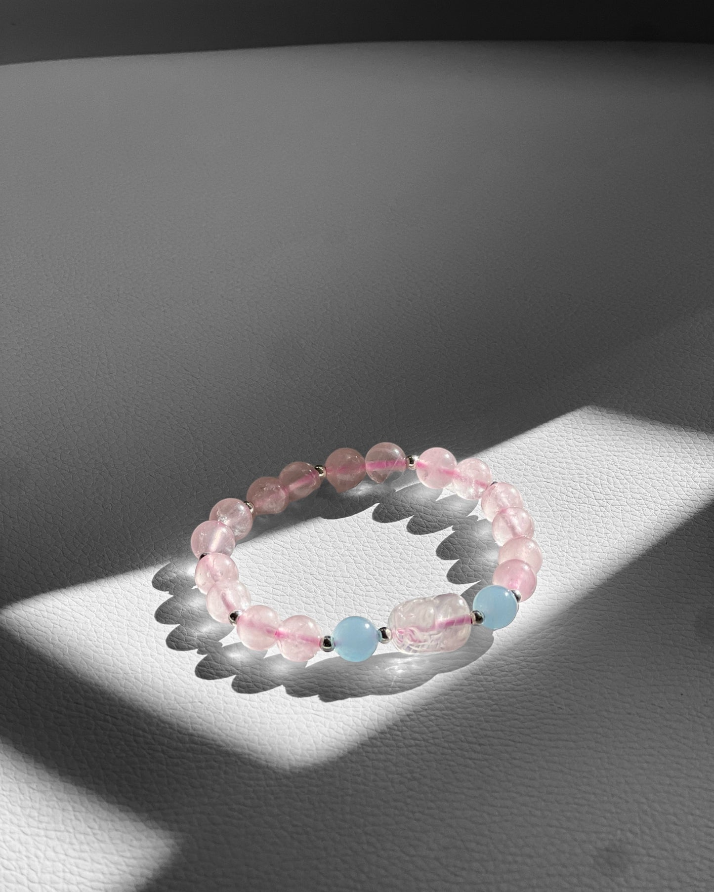 Pink Crystal & Aquamarine Bracelet: connection+prosperity