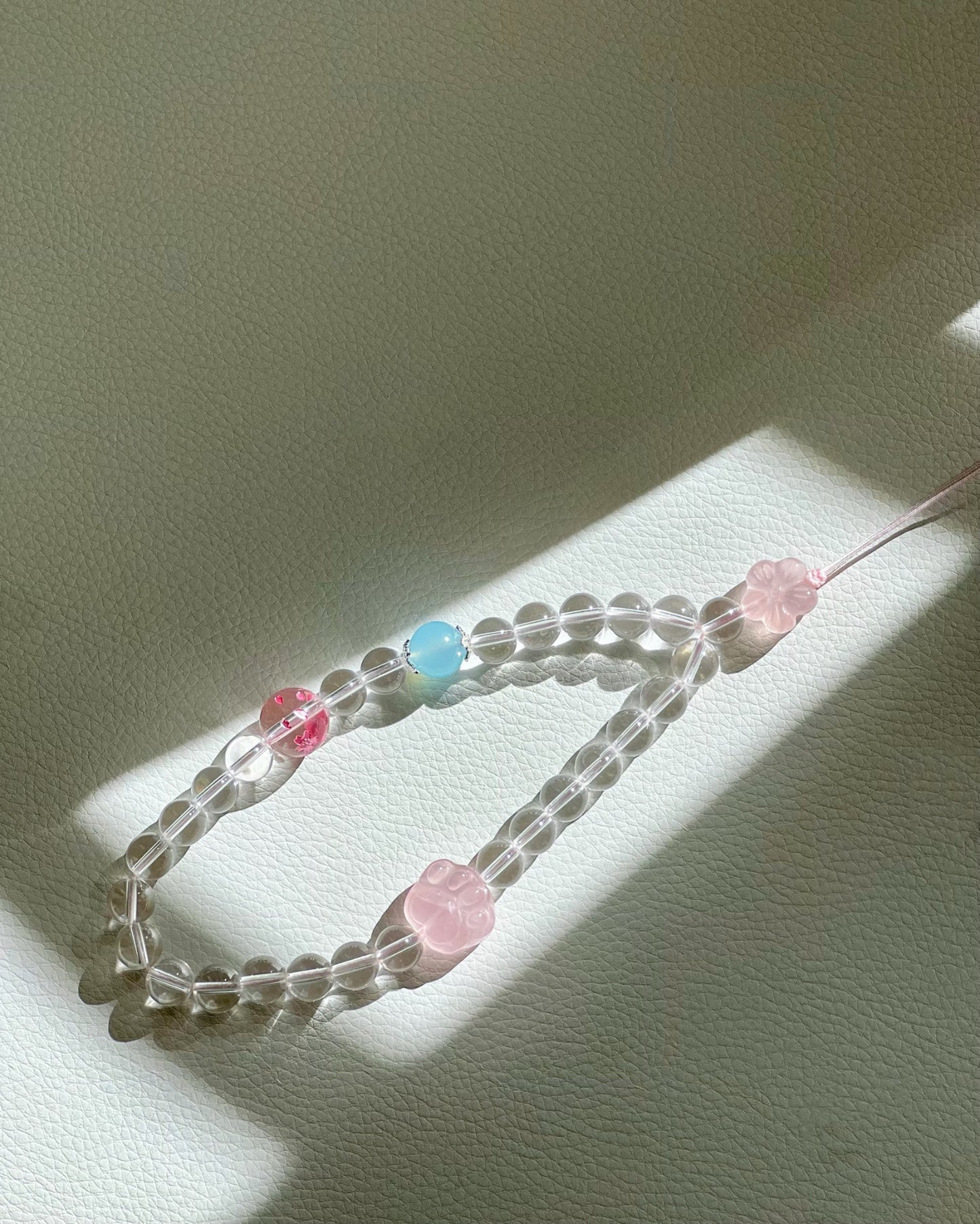 Clear Quartz Phone Strap: love+positivity