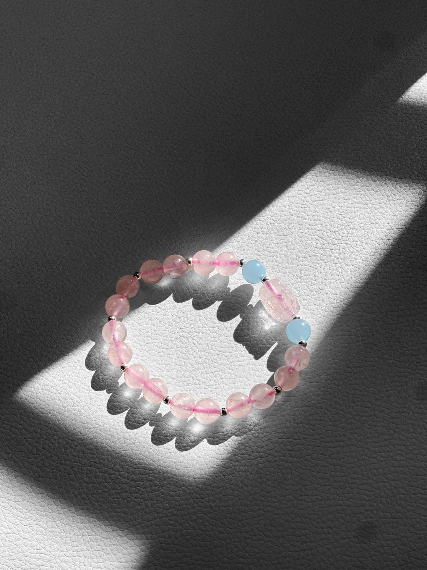 Pink Crystal & Aquamarine Bracelet: connection+prosperity