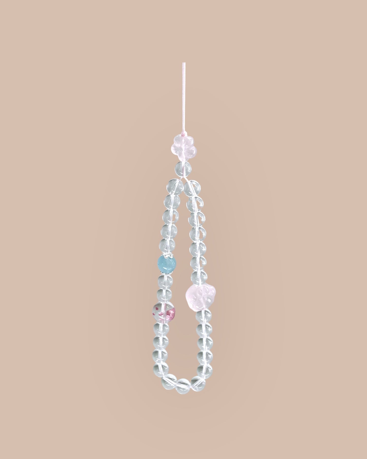 Clear Quartz Phone Strap: love+positivity